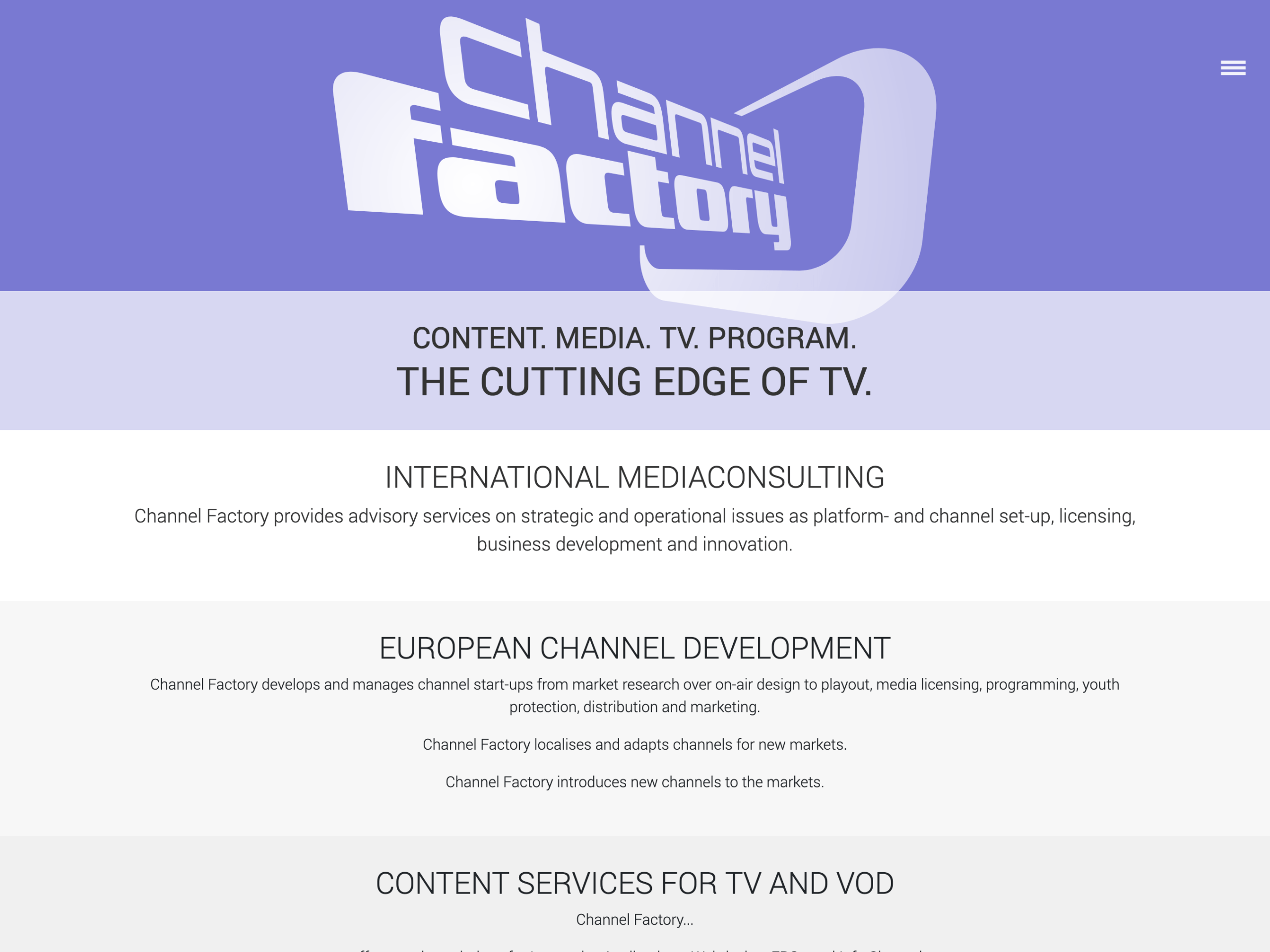 Channel Factory Website Start Desktop