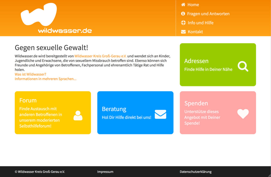 wildwasser.de Website Start Desktop
